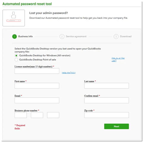 Automated Password Reset Tool for QuickBooks