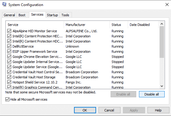 Hide all Microsoft Services