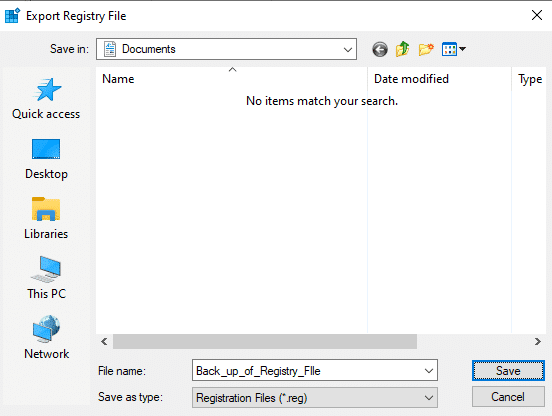 save the exported file