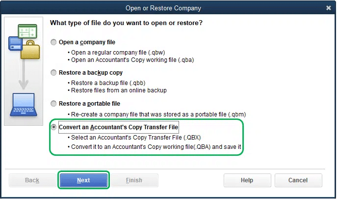 Convert and Accountant's Copy Transfer File