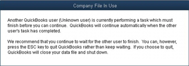 “Company File in Use QuickBooks” – Error Description