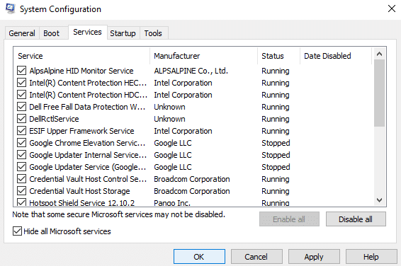 Hide all Microsoft Services
