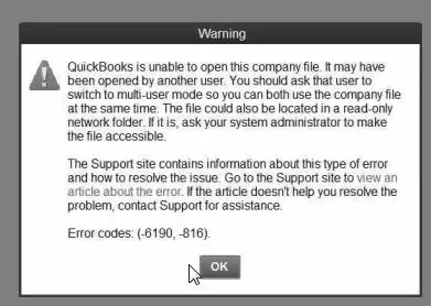 QuickBooks Error code 6190 816