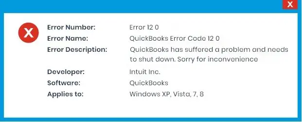 QuickBooks Error 12 0