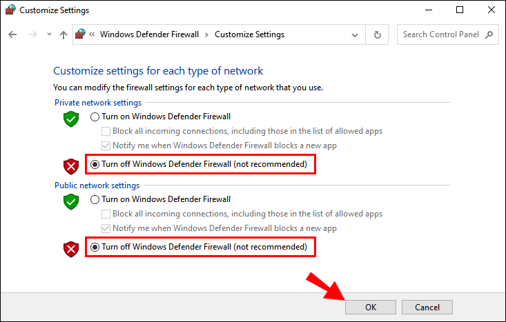 Turn off the Windows Firewall Program while Installing QB