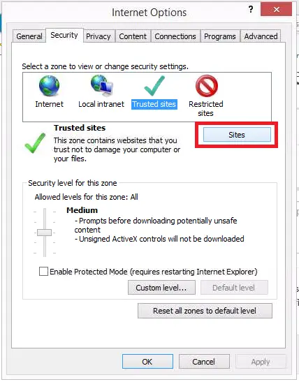 Configure the Internet Explorer Settings