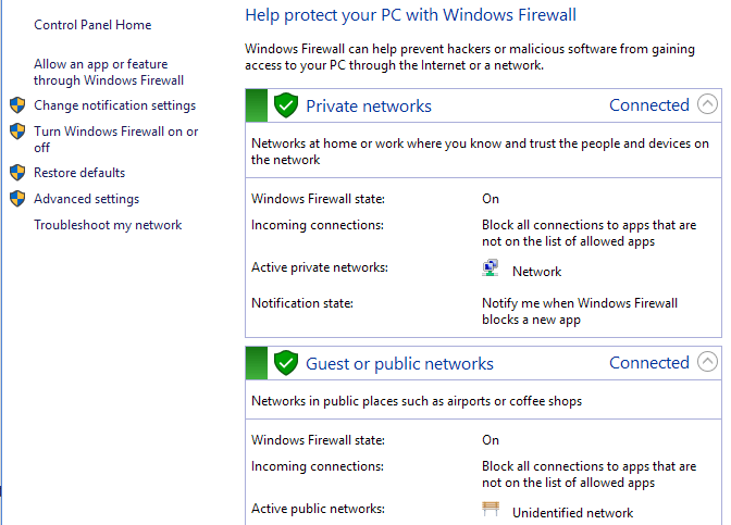 Update Now your Firewall Settings
