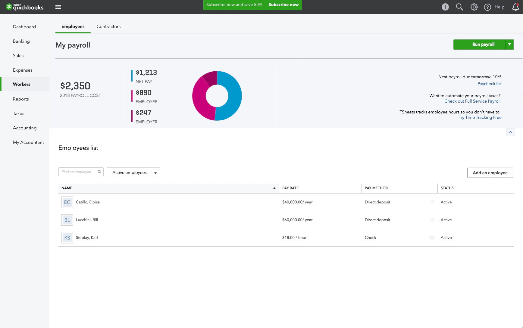 QuickBooks Payroll Subscription