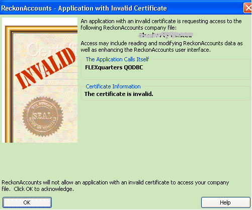 QuickBooks Invalid Security Certificates