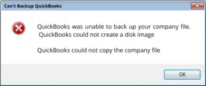 QuickBooks could not create a disk image