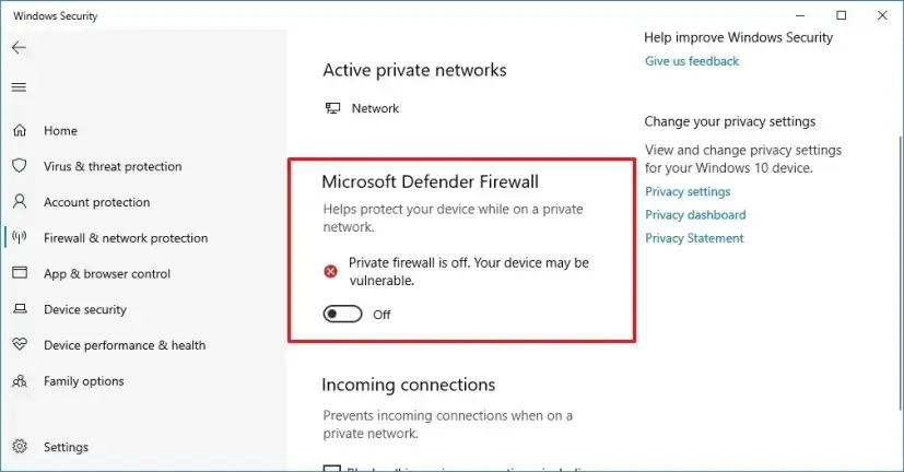 Disable Firewall