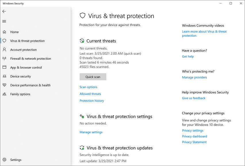 firewall and antivirus settings