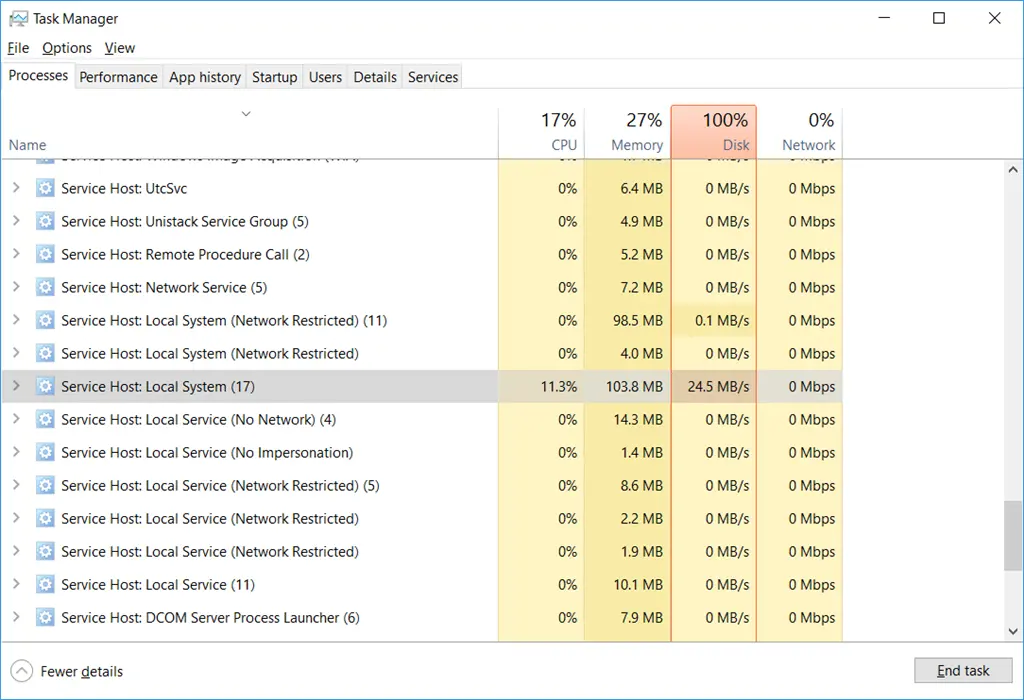 Examine the Services on the Host Computer