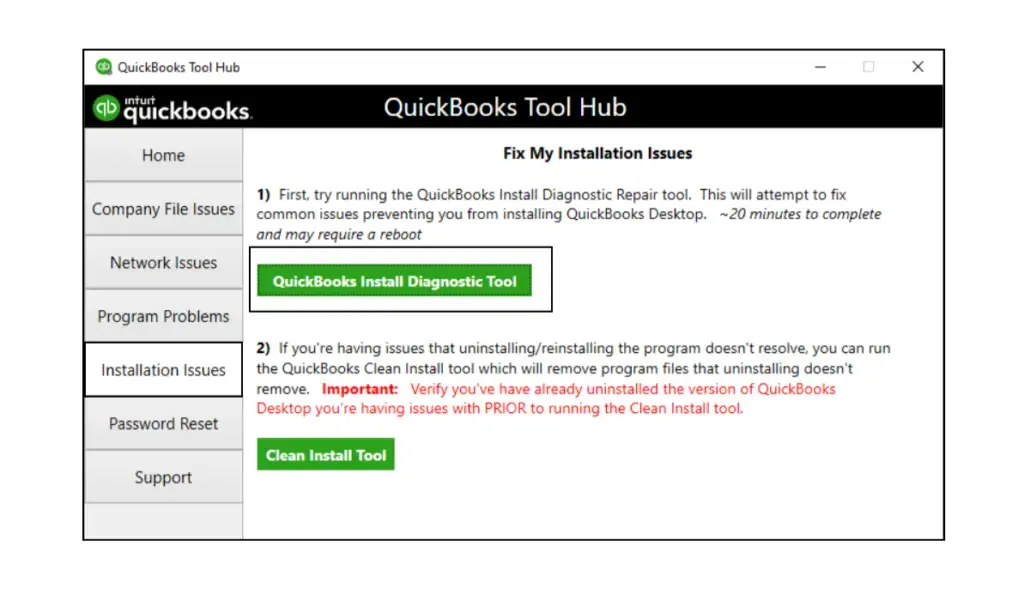 Use the QB Install Diagnostic Tool For Installation Issues