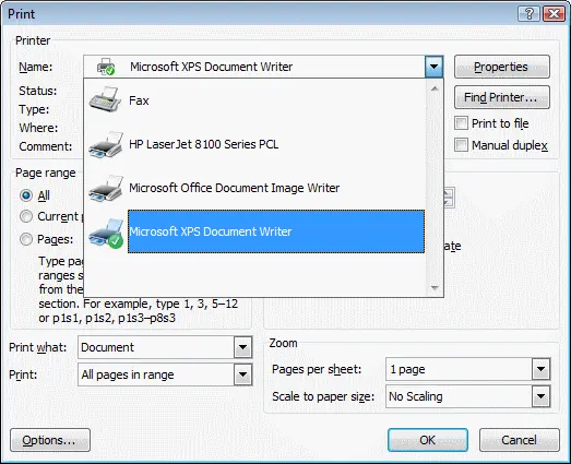 Enable Microsoft XPS Document Writer