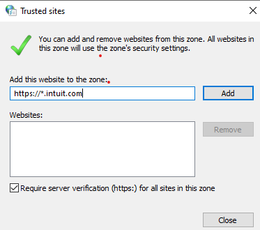 Add this website to the zone