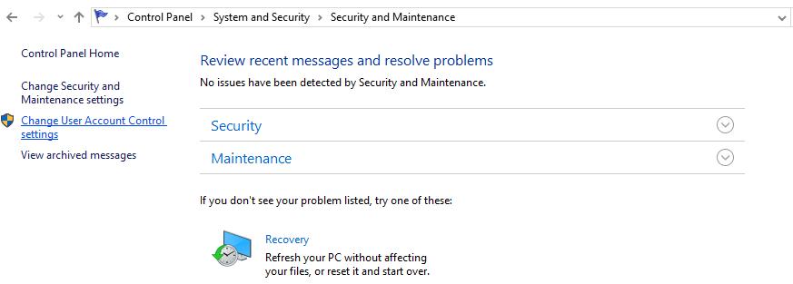 Change User Account Control settings