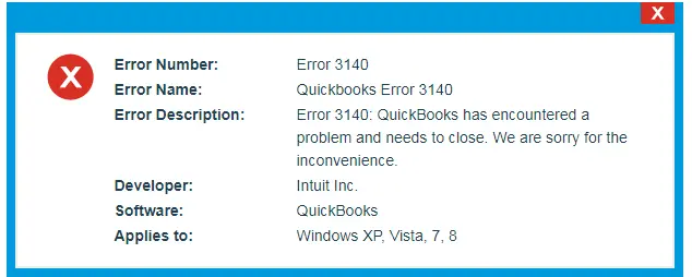 Error 3140 in QuickBooks