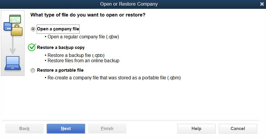 Restore a backup copy
