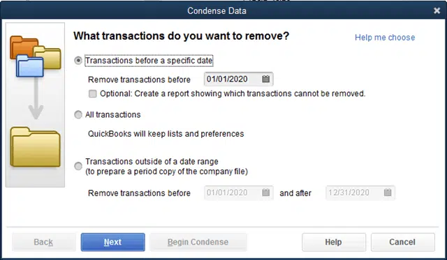 QuickBooks Condense Data Utility