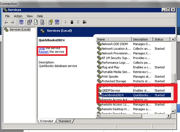 Restart QuickBooks Database Server Service