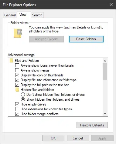 Display Windows Hidden Files