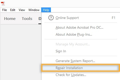 Repair Adobe Acrobat Reader