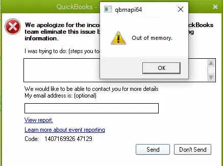 qbmapi64 out of memory error