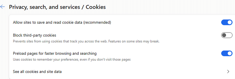 Privacy, search, and services/cookies