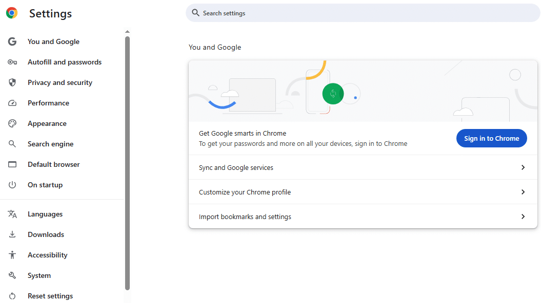 Chrome Settings