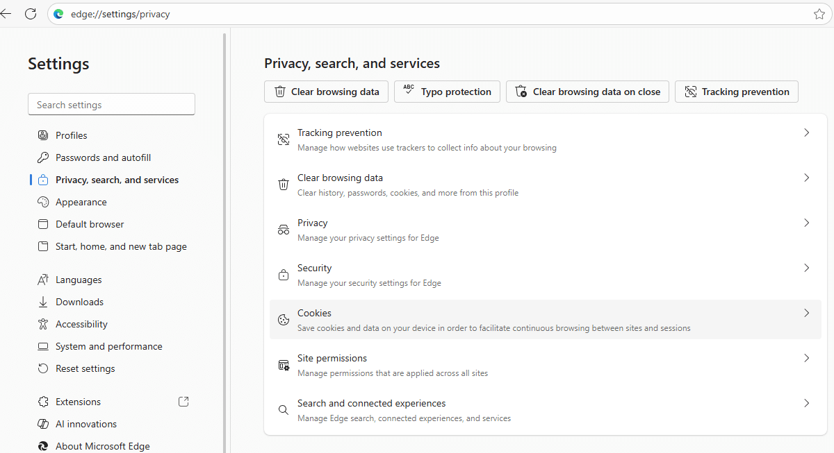 Microsoft Privacy, search, and services