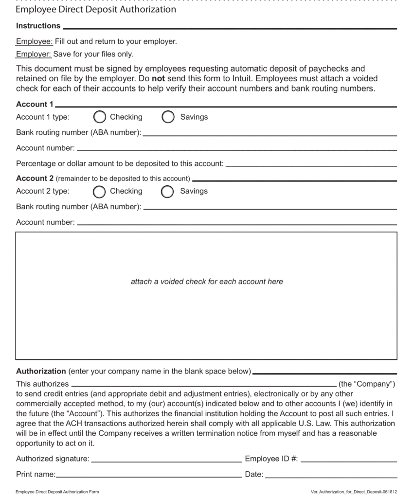 Direct Deposit Authorization Form