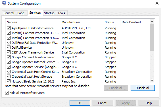 Hide all Microsoft Services