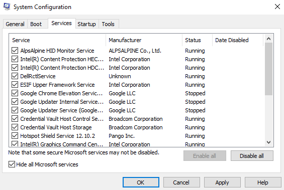 Hide all Microsoft Services