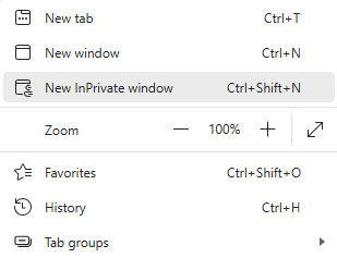 Microsoft Edge - Ctrl + Shift + N