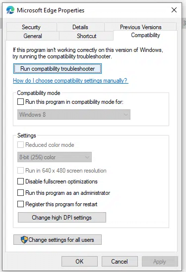 Run compatibility troubleshooter