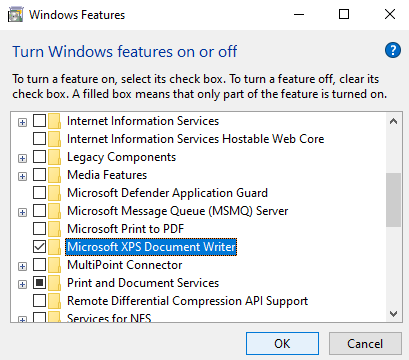 Microsoft XPS Document Writer