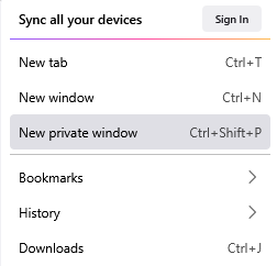 Mozilla Firefox - Ctrl + Shift + P