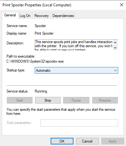 Print Spooler Properties