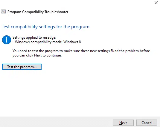 test compatibility settings