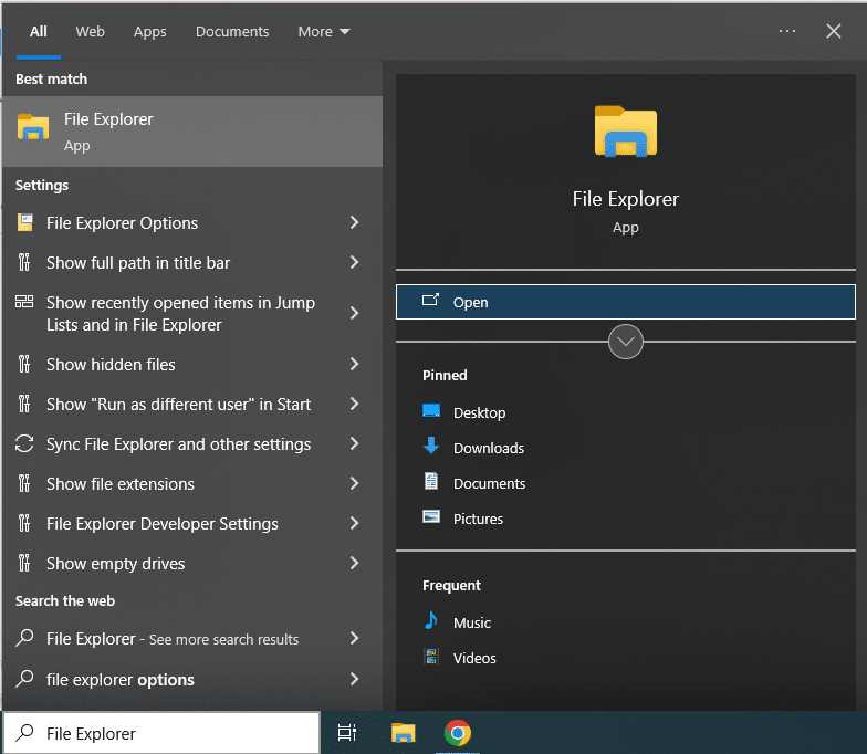 ‘File Explorer’ in the search box