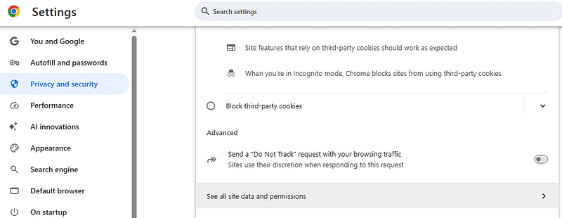 See all site data and permissions